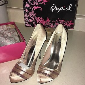 Brand New! Qupid Blush satin colored heels. Sz 9
